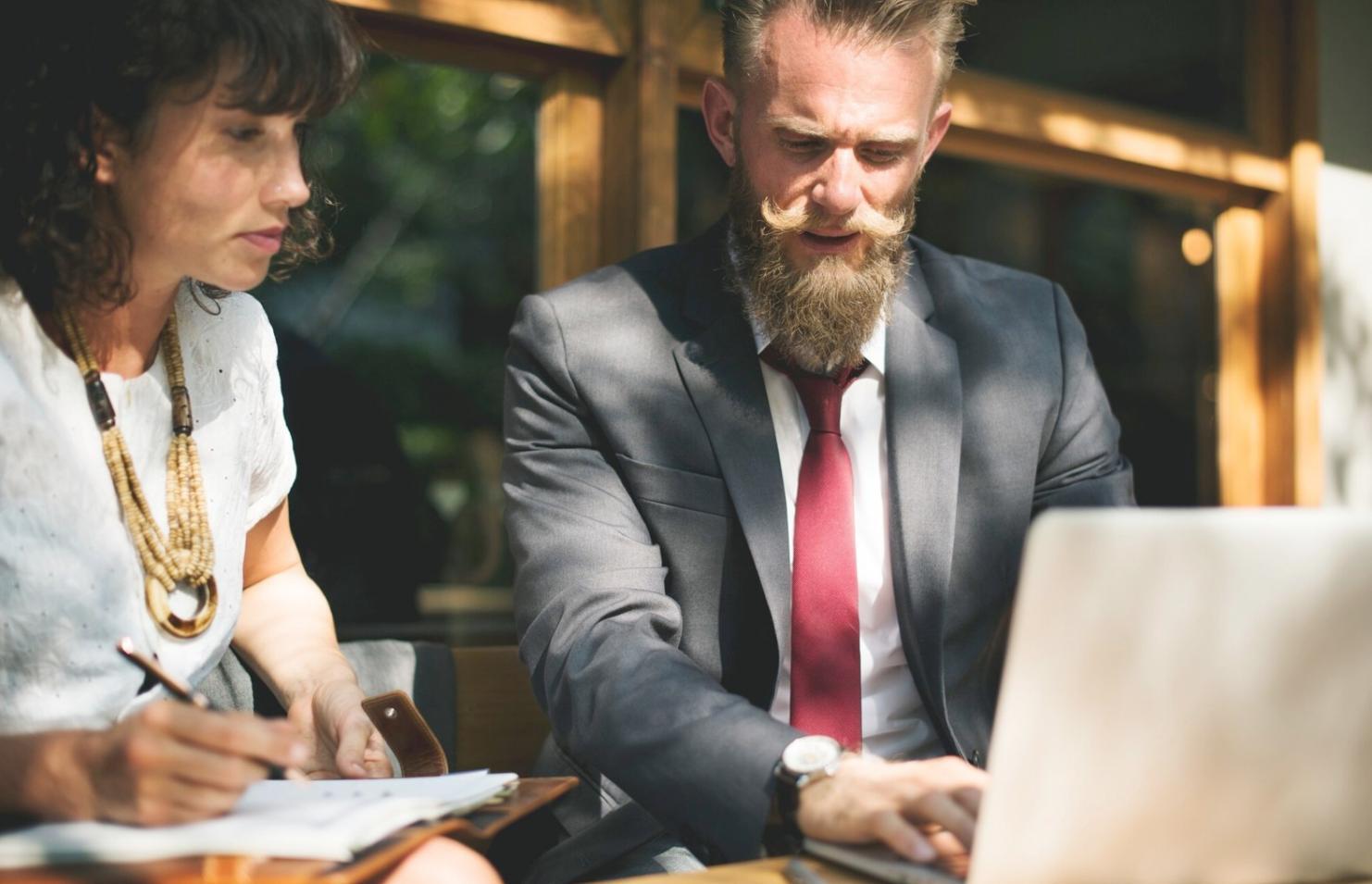Business professionals collaborating in a modern office environment